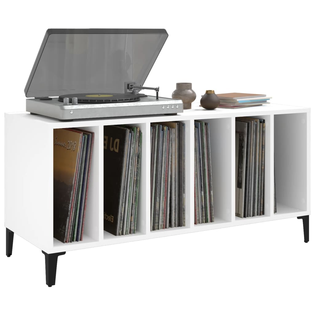 Record Cabinet White 100X38X48 Cm Engineered Wood
