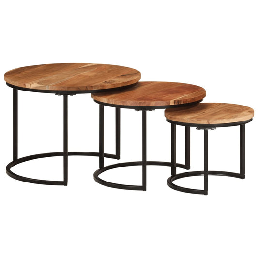 Nesting Tables 3 Pcs Solid Wood Acacia