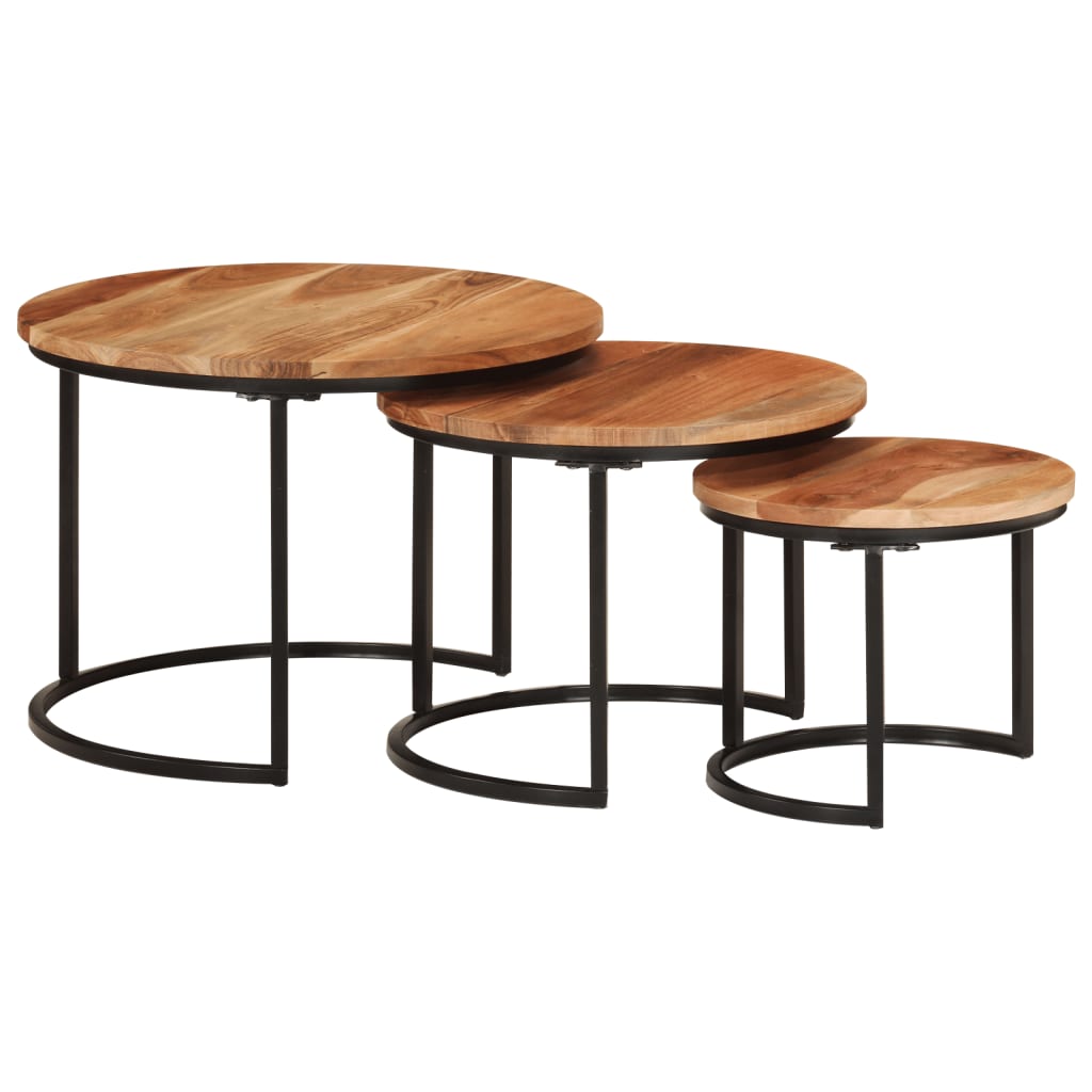 Nesting Tables 3 Pcs Solid Wood Acacia