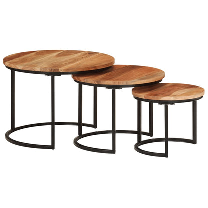 Nesting Tables 3 Pcs Solid Wood Acacia