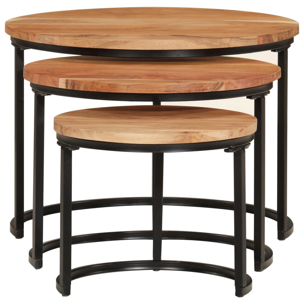 Nesting Tables 3 Pcs Solid Wood Acacia