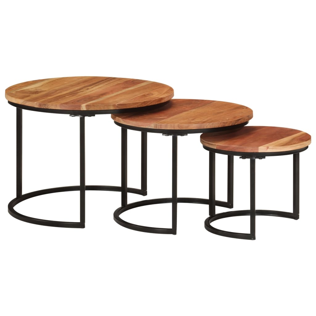 Nesting Tables 3 Pcs Solid Wood Acacia