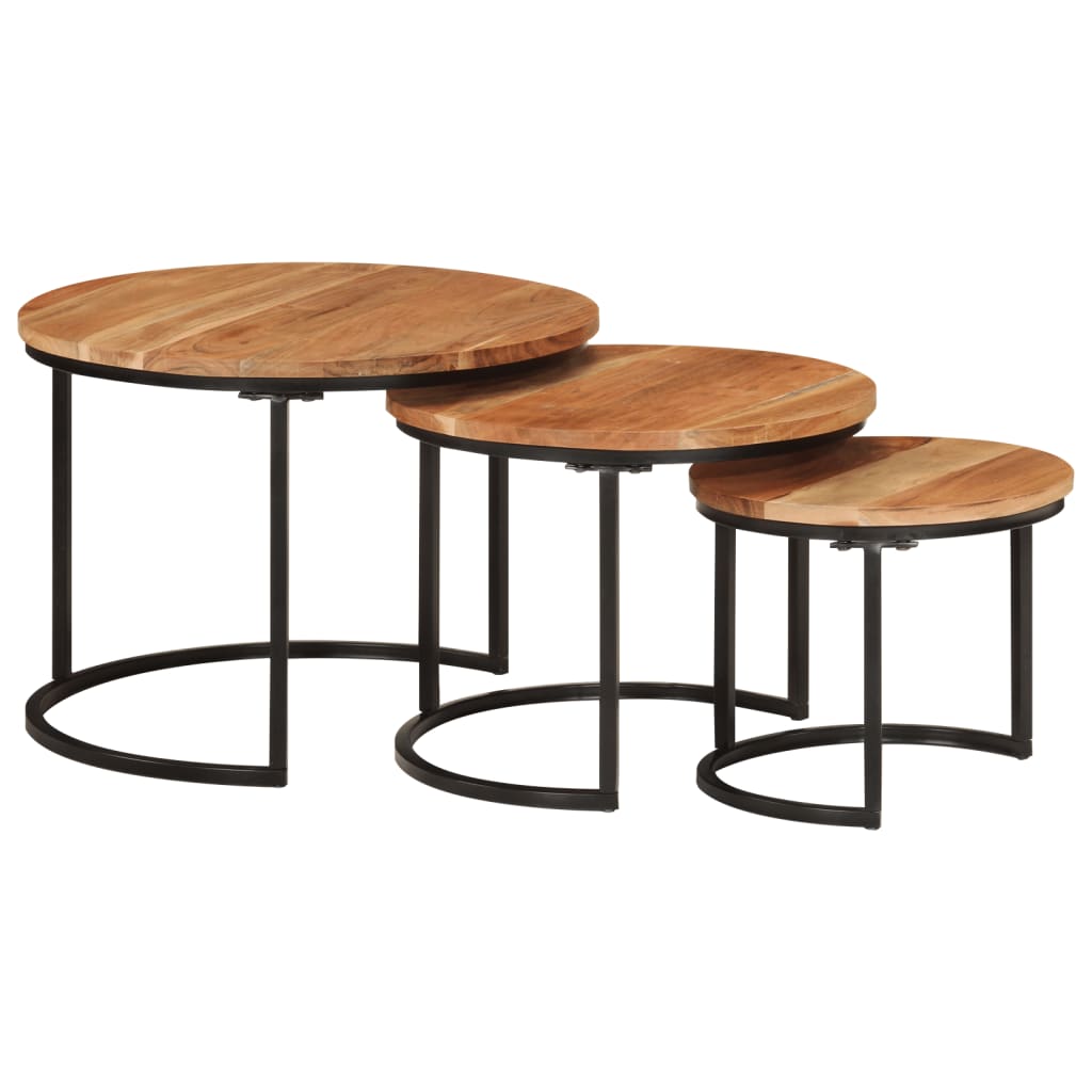 Nesting Tables 3 Pcs Solid Wood Acacia