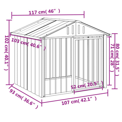 Dog House With Roof Black 117X103X102 Cm Galvanised Steel