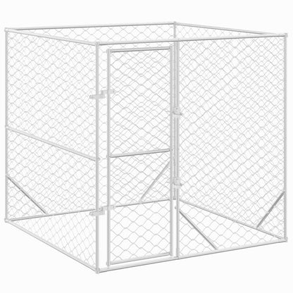 Outdoor Dog Kennel Silver Galvanised Steel