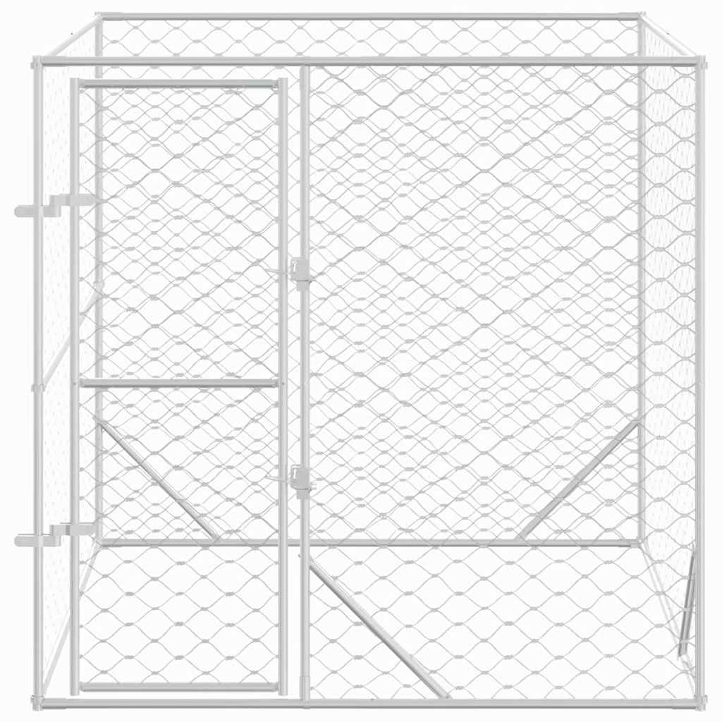 Outdoor Dog Kennel Silver Galvanised Steel