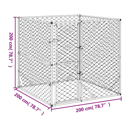 Outdoor Dog Kennel Silver Galvanised Steel