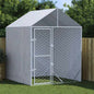 Outdoor Dog Kennel With Roof Silver Galvanised Steel