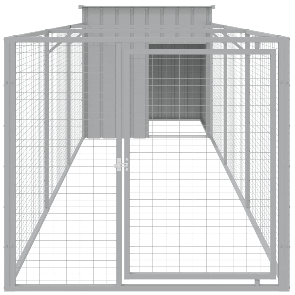 Dog House With Run Galvanised Steel