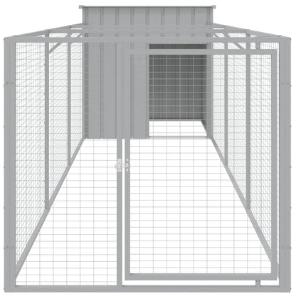 Dog House With Run Galvanised Steel