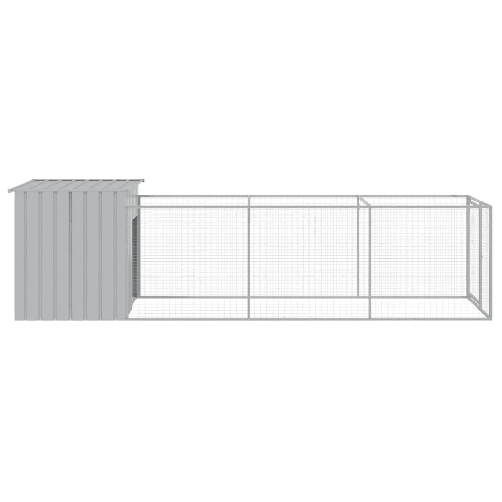 Dog House With Run Galvanised Steel