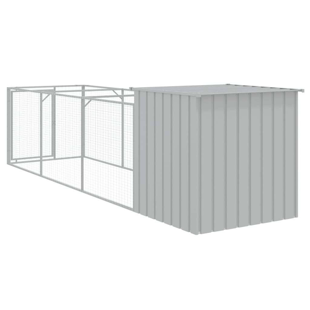 Dog House With Run Galvanised Steel