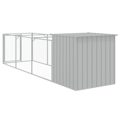 Dog House With Run Galvanised Steel