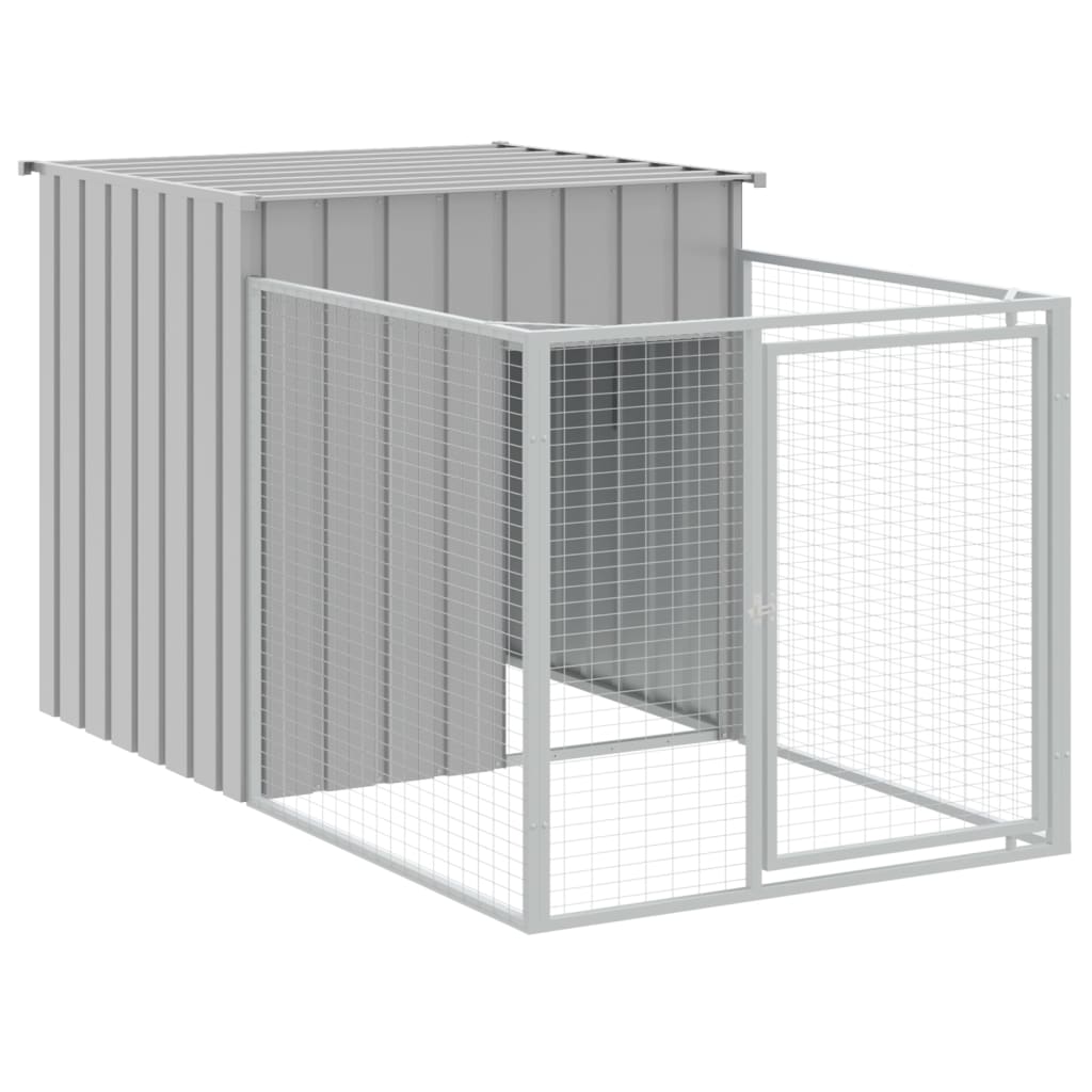 Dog House With Run Galvanised Steel