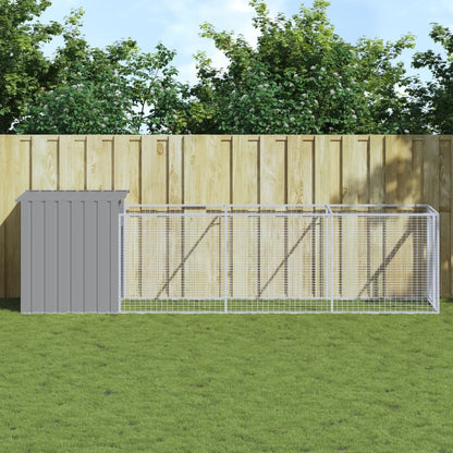 Dog House With Run Galvanised Steel