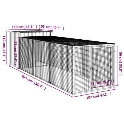 Chicken Cage With Run Galvanised Steel