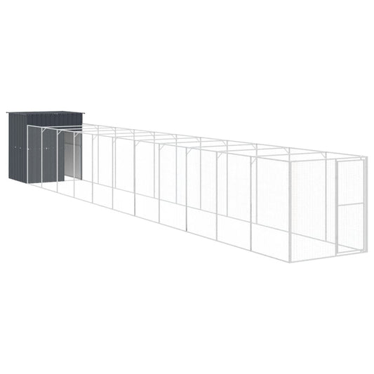Dog House With Run Galvanised Steel