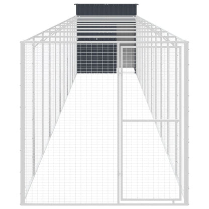 Dog House With Run Galvanised Steel