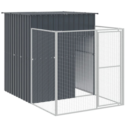 Dog House With Run Galvanised Steel