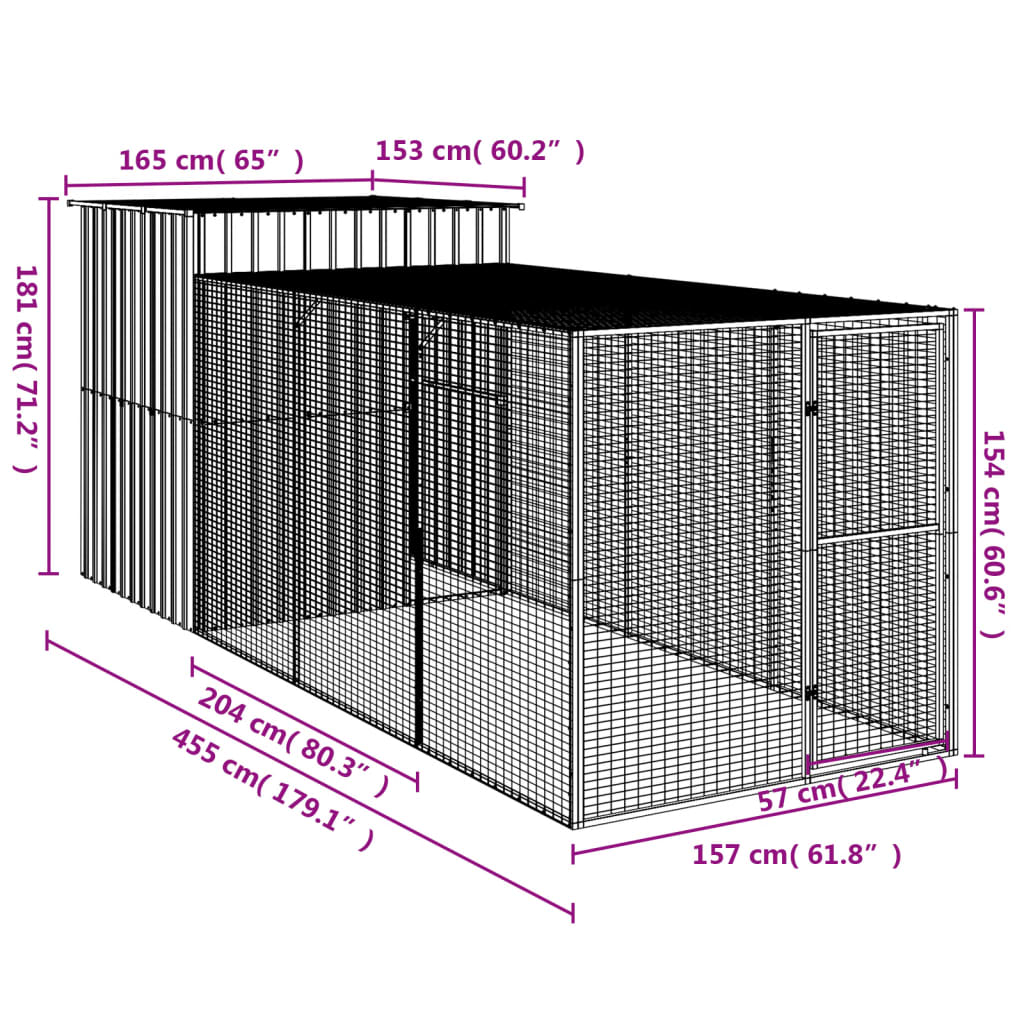 Chicken Cage With Run Galvanised Steel