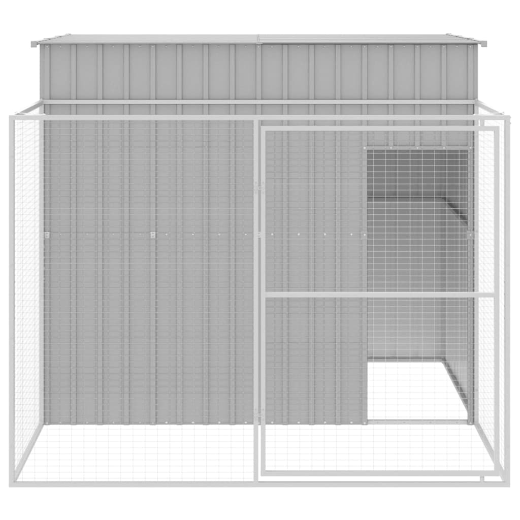 Dog House With Run Galvanised Steel