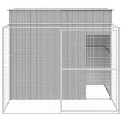 Dog House With Run Galvanised Steel