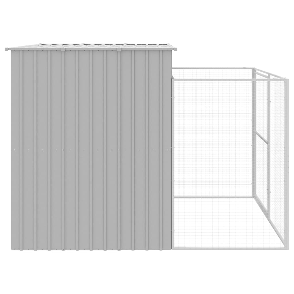 Dog House With Run Galvanised Steel