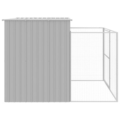 Dog House With Run Galvanised Steel