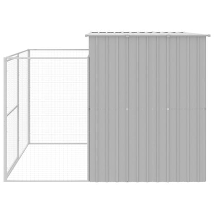 Dog House With Run Galvanised Steel