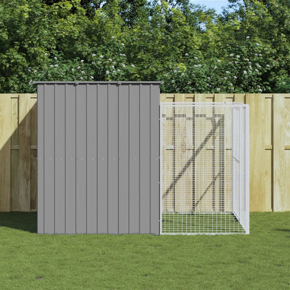 Dog House With Run Galvanised Steel