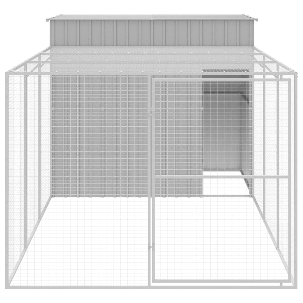 Dog House With Run Galvanised Steel