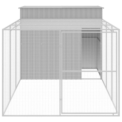 Dog House With Run Galvanised Steel
