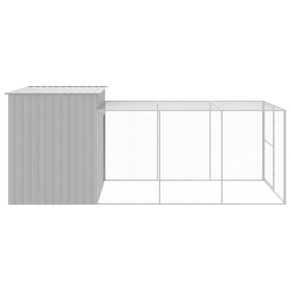 Dog House With Run Galvanised Steel
