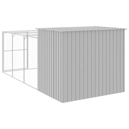 Dog House With Run Galvanised Steel