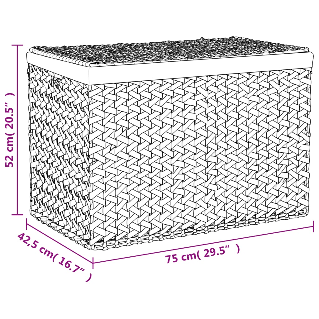 Laundry Basket With 3 Sections 75X42.5X52 Cm Water Hyacinth