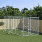 Outdoor Dog Kennel Silver Galvanised Steel