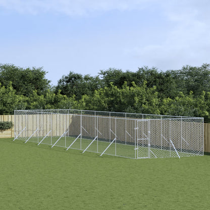 Outdoor Dog Kennel Silver Galvanised Steel