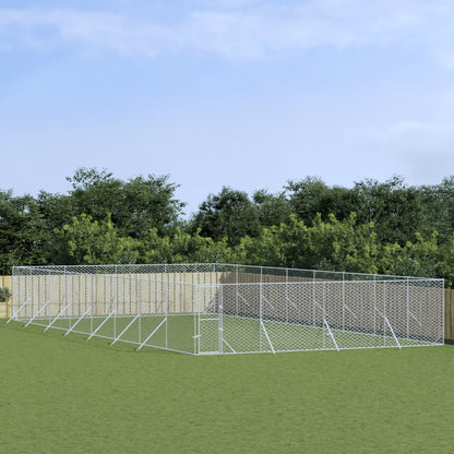 Outdoor Dog Kennel Silver Galvanised Steel