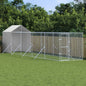Outdoor Dog Kennel With Roof Silver Galvanised Steel