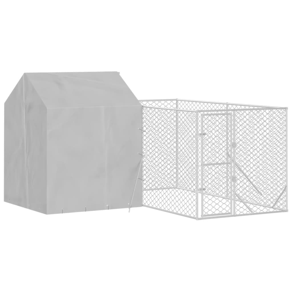 Outdoor Dog Kennel With Roof Silver Galvanised Steel