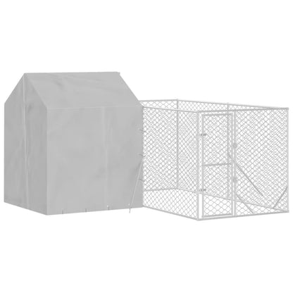 Outdoor Dog Kennel With Roof Silver Galvanised Steel