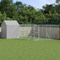 Outdoor Dog Kennel With Roof Silver Galvanised Steel