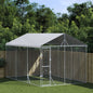 Outdoor Dog Kennel With Roof Silver Galvanised Steel