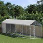 Outdoor Dog Kennel With Roof Silver Galvanised Steel