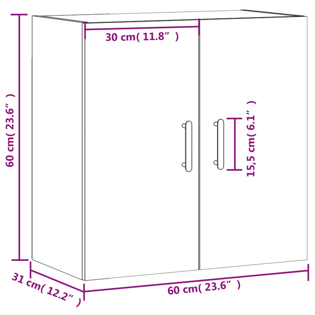 Wall Cabinet 60X31X60 Cm Engineered Wood