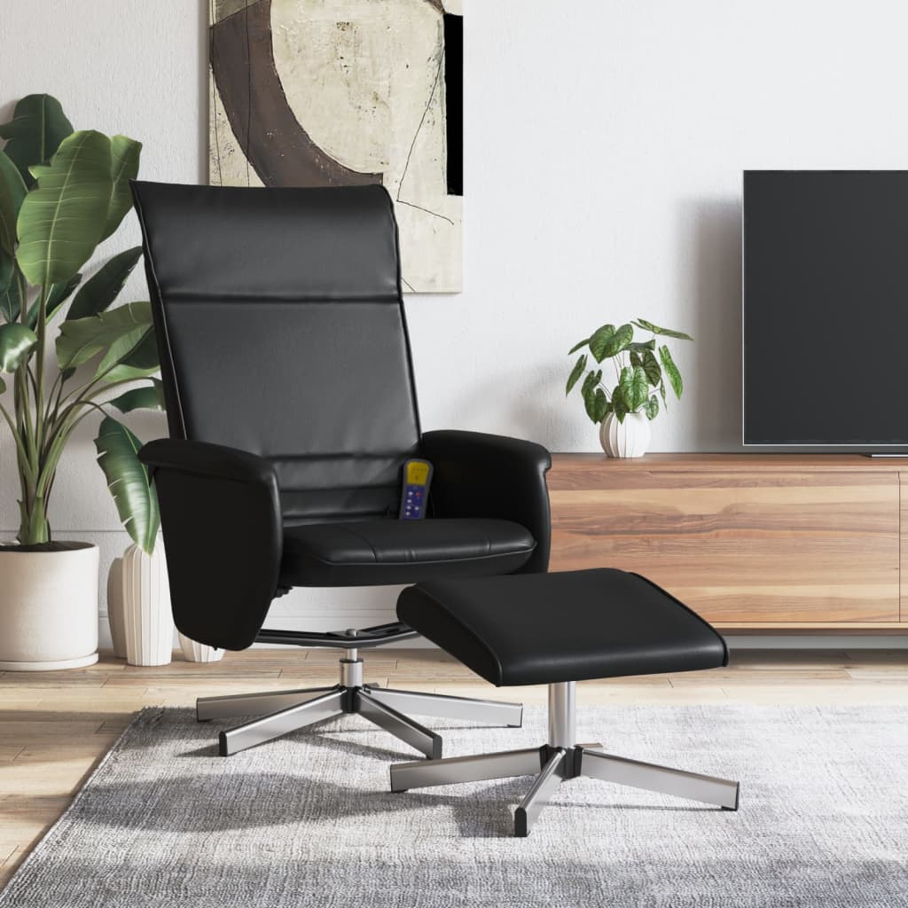 Massage Recliner Chair With Footstool Faux Leather