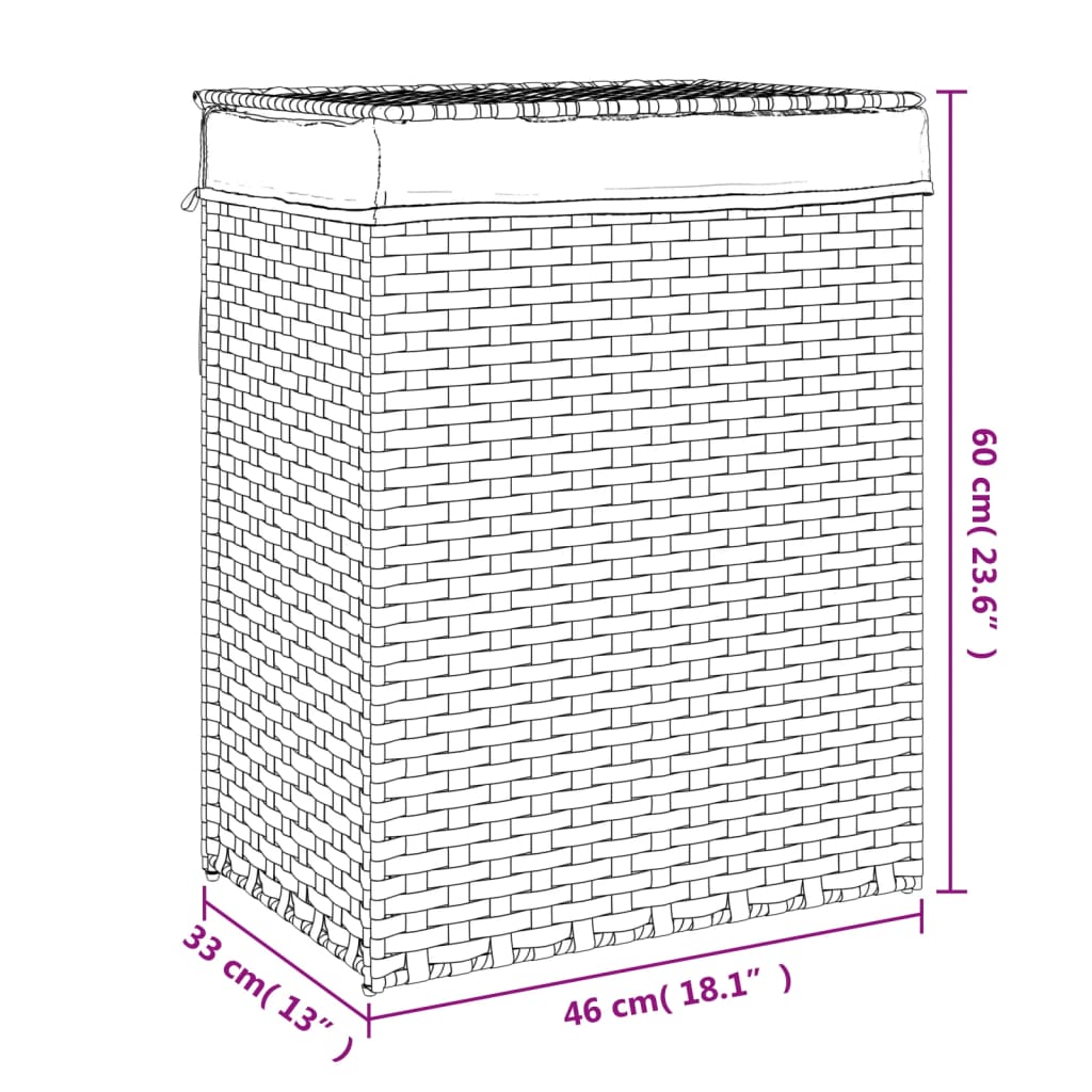 Laundry Basket With Lid 46X33X60 Cm Poly Rattan