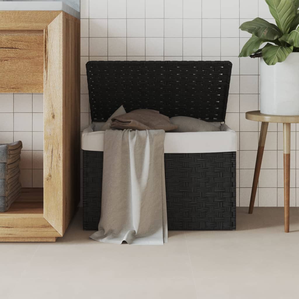 Laundry Basket With Lid 55.5X35X34 Cm Poly Rattan