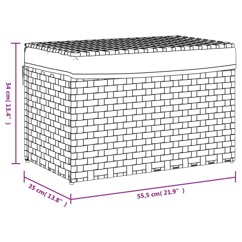 Laundry Basket With Lid 55.5X35X34 Cm Poly Rattan
