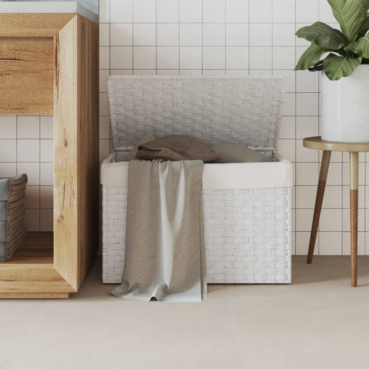 Laundry Basket With Lid 55.5X35X34 Cm Poly Rattan